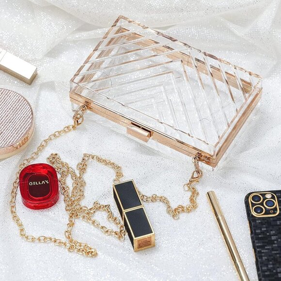 Clear Purses For Women Acrylic Clear Clutch Bag Stadium Approved - Picture 5 of 7